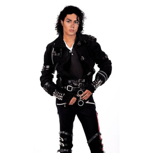 Rare MJ Michael Jackson Black Cotton Elastic Slim BAD Jacket Costume Clothing for Man Adore Stars