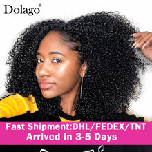 Load image into Gallery viewer, 3B 3C Kinky Curly Clip In Human Hair Extensions Full Head Sets 100% Human Natural Black Hair Clip Ins 4A Dolago Brazilian Remy
