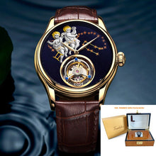 Load image into Gallery viewer, New Brand Men Watch Tourbillon Mechanical Retro Top Man Clock Stainless Steel Thin Dial Creative Trend Luxury Popular Male Watch