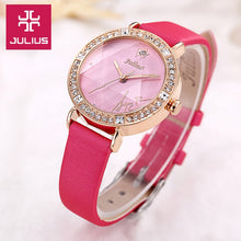 Load image into Gallery viewer, Bling Star Cut Glass Lady Women&#39;s Watch Japan Quartz Hours Fine Fashion Bracelet Real Leather Girl&#39;s Birthday Gift Julius No Box