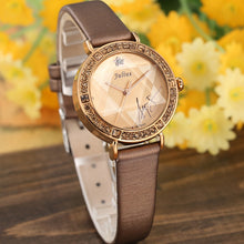 Load image into Gallery viewer, Bling Star Cut Glass Lady Women&#39;s Watch Japan Quartz Hours Fine Fashion Bracelet Real Leather Girl&#39;s Birthday Gift Julius No Box