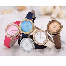 Load image into Gallery viewer, Bling Star Cut Glass Lady Women&#39;s Watch Japan Quartz Hours Fine Fashion Bracelet Real Leather Girl&#39;s Birthday Gift Julius No Box