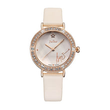 Load image into Gallery viewer, Bling Star Cut Glass Lady Women&#39;s Watch Japan Quartz Hours Fine Fashion Bracelet Real Leather Girl&#39;s Birthday Gift Julius No Box