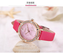 Load image into Gallery viewer, Bling Star Cut Glass Lady Women&#39;s Watch Japan Quartz Hours Fine Fashion Bracelet Real Leather Girl&#39;s Birthday Gift Julius No Box