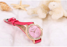 Load image into Gallery viewer, Bling Star Cut Glass Lady Women&#39;s Watch Japan Quartz Hours Fine Fashion Bracelet Real Leather Girl&#39;s Birthday Gift Julius No Box