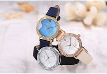Load image into Gallery viewer, Bling Star Cut Glass Lady Women&#39;s Watch Japan Quartz Hours Fine Fashion Bracelet Real Leather Girl&#39;s Birthday Gift Julius No Box