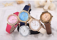 Load image into Gallery viewer, Bling Star Cut Glass Lady Women&#39;s Watch Japan Quartz Hours Fine Fashion Bracelet Real Leather Girl&#39;s Birthday Gift Julius No Box