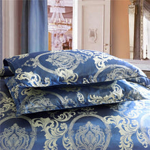 Load image into Gallery viewer, Luxury Bedding Sets Blue Satin Silk Jacquard Bed Set Single Queen King Duvet Cover with Pillowcase Single Bedding Set Luxury