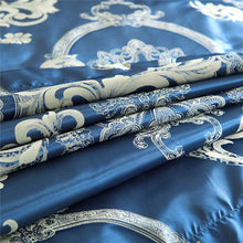 Load image into Gallery viewer, Luxury Bedding Sets Blue Satin Silk Jacquard Bed Set Single Queen King Duvet Cover with Pillowcase Single Bedding Set Luxury