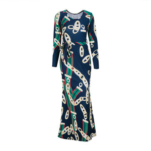 New African Dashiki Fashion long-sleeved dresses popular digital print elastic trend dress Size S M L XL XXL 3XL