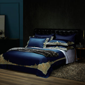 New 1000TC Egyptian Cotton Royal Luxury Bedding set King Queen Size Embroidery Bed set Duvet Cover Bedsheet set parrure de lit