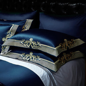 New 1000TC Egyptian Cotton Royal Luxury Bedding set King Queen Size Embroidery Bed set Duvet Cover Bedsheet set parrure de lit