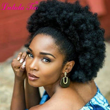 Load image into Gallery viewer, 10inch High Puff Afro Curly Wig Ponytail Drawstring Short Afro Kinky Pony Tail Clip in on Synthetic Kinky Curly Hair Bun