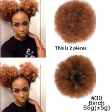 Load image into Gallery viewer, 10inch High Puff Afro Curly Wig Ponytail Drawstring Short Afro Kinky Pony Tail Clip in on Synthetic Kinky Curly Hair Bun