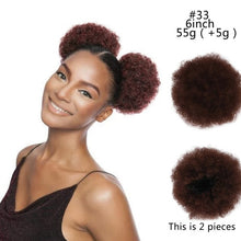 Load image into Gallery viewer, 10inch High Puff Afro Curly Wig Ponytail Drawstring Short Afro Kinky Pony Tail Clip in on Synthetic Kinky Curly Hair Bun