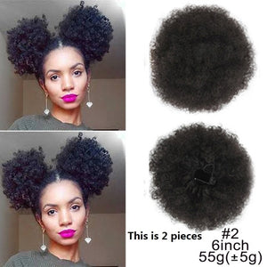 10inch High Puff Afro Curly Wig Ponytail Drawstring Short Afro Kinky Pony Tail Clip in on Synthetic Kinky Curly Hair Bun