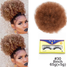 Load image into Gallery viewer, 10inch High Puff Afro Curly Wig Ponytail Drawstring Short Afro Kinky Pony Tail Clip in on Synthetic Kinky Curly Hair Bun