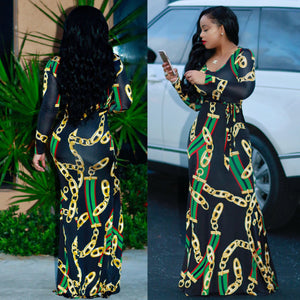 New African Dashiki Fashion long-sleeved dresses popular digital print elastic trend dress Size S M L XL XXL 3XL