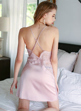 Load image into Gallery viewer, Lace Backless Nightdress Soft Comfortable Satin Lace Summer Sleepwear Nightwear