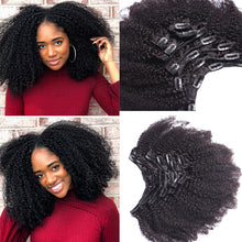 Load image into Gallery viewer, 4B 4C Afro Kinky Curly Clip In Human Hair Extensions Brazilian Remy Hair 100% Human Hair Natural Black Clip Ins Bundle Dolago