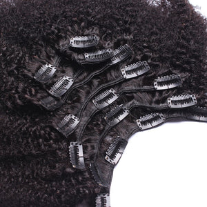 4B 4C Afro Kinky Curly Clip In Human Hair Extensions Brazilian Remy Hair 100% Human Hair Natural Black Clip Ins Bundle Dolago