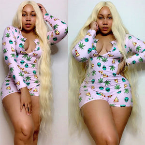 Women Sexy Button Onesie Pajamas For Adults Women Sleepwear Jumpsuit Bodysuit Shorts Romper Leotard Long Sleeve Onsie Bodycon