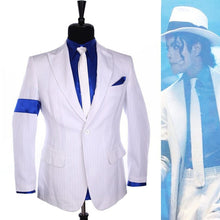 Load image into Gallery viewer, RARE Fashion MJ Michael Jackson SC BAD Smooth Criminal White Stripe Suit Full Set OutFit Men Kid Halloween Clothing1990s