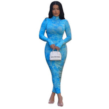 Load image into Gallery viewer, Tie Dye Maxi Dress 2020 Elegant Long Sleeve Body con Dress