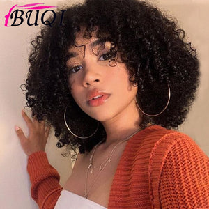 Brazilian Short Hair Wigs for Black Women Synthetic Natural Color Short Bob Curly Hair Wigs Pixie Cut Wigs BUQI