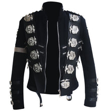 Load image into Gallery viewer, Rare MJ Michael Jackson BAD Black Classic Jacket With Silver Eagle Badges Punk Metal Fashion Badge woolen Clothing Show Gift