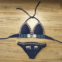 Load image into Gallery viewer, Handmade Crochet Triangle Halter Seashell Bikini Set Padded