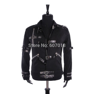 Rare MJ Michael Jackson Black Cotton Elastic Slim BAD Jacket Costume Clothing for Man Adore Stars