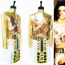 Load image into Gallery viewer, RARE MICHAEL JACKSON MJ Egypt Pharaoh Do You Remember The Time Set Unique Dance Outfit Wigs Halloween Costume Chritmas Show