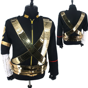 Rare MJ Michael Jackson Classic JAM Jacket & Metal Belt Bullet Punk Exactly Same High Collection Halloween Costume Show