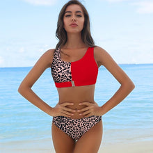 Load image into Gallery viewer, High Waist Push Up Bikini Leopard Print Bathing Suit