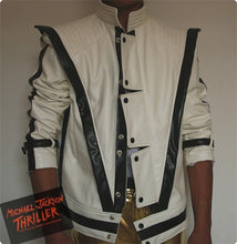 Load image into Gallery viewer, MJ clothing Michael Jackson Thriller White Leather Classic MV show US Star Imitation English Military Retro Jacket