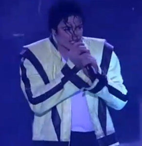 MJ clothing Michael Jackson Thriller White Leather Classic MV show US Star Imitation English Military Retro Jacket