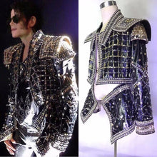 Load image into Gallery viewer, Men&#39;s Full Crystals Coat  Rhinestone Jacket Singer Dance Dance Wear Outerwear Show Costume Outfit Michael cosplay Jackson