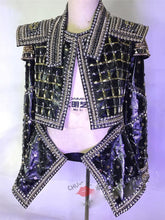 Load image into Gallery viewer, Men&#39;s Full Crystals Coat  Rhinestone Jacket Singer Dance Dance Wear Outerwear Show Costume Outfit Michael cosplay Jackson