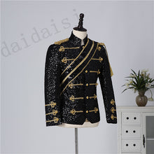 Load image into Gallery viewer, New men&#39;s clothing fashion slim MJ Michael Jackson coat dance Sequins suit jacket stage singer costumes coaplay costume and wig