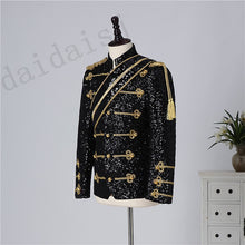 Load image into Gallery viewer, New men&#39;s clothing fashion slim MJ Michael Jackson coat dance Sequins suit jacket stage singer costumes coaplay costume and wig