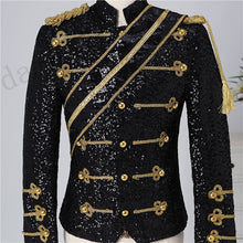 Load image into Gallery viewer, New men&#39;s clothing fashion slim MJ Michael Jackson coat dance Sequins suit jacket stage singer costumes coaplay costume and wig