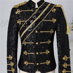 New men's clothing fashion slim MJ Michael Jackson coat dance Sequins suit jacket stage singer costumes coaplay costume and wig