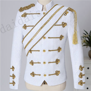 New men's clothing fashion slim MJ Michael Jackson coat dance Sequins suit jacket stage singer costumes coaplay costume and wig