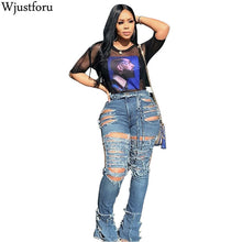 Load image into Gallery viewer, Wjustforu Sexy Hollow Out Ripped Jeans For Women Personality High Waist Holw Denim Pants Femme Bodycon Club Pencil Pants Vestido