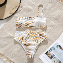 Load image into Gallery viewer, High Waist Bikini Set 2020 Tropical Leaf Print One Shoulder Swimwear New