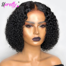 Load image into Gallery viewer, Upretty Short Bob Wig 4x4 Kinky Curly Lace Closure Wig Pre Plucked Curly Bob Lace Front Wig Pixie Cut Kinky Curly Human Hair Wig