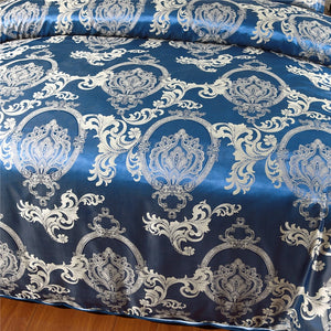 Luxury Bedding Sets Blue Satin Silk Jacquard Bed Set Single Queen King Duvet Cover with Pillowcase Single Bedding Set Luxury