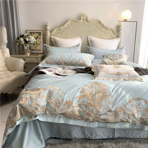 Luxury 1000TC Egyptian cotton 4/7pcs Bedding set Queen King Size Gold Exquisite Embroidery Duvet Cover Bed Sheet Pillowcases