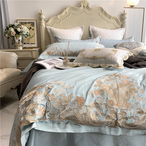 Luxury 1000TC Egyptian cotton 4/7pcs Bedding set Queen King Size Gold Exquisite Embroidery Duvet Cover Bed Sheet Pillowcases